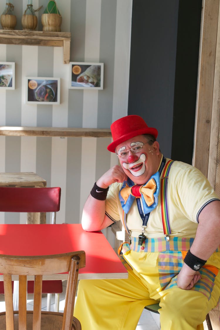 Portrait Of Man In Clown Costume