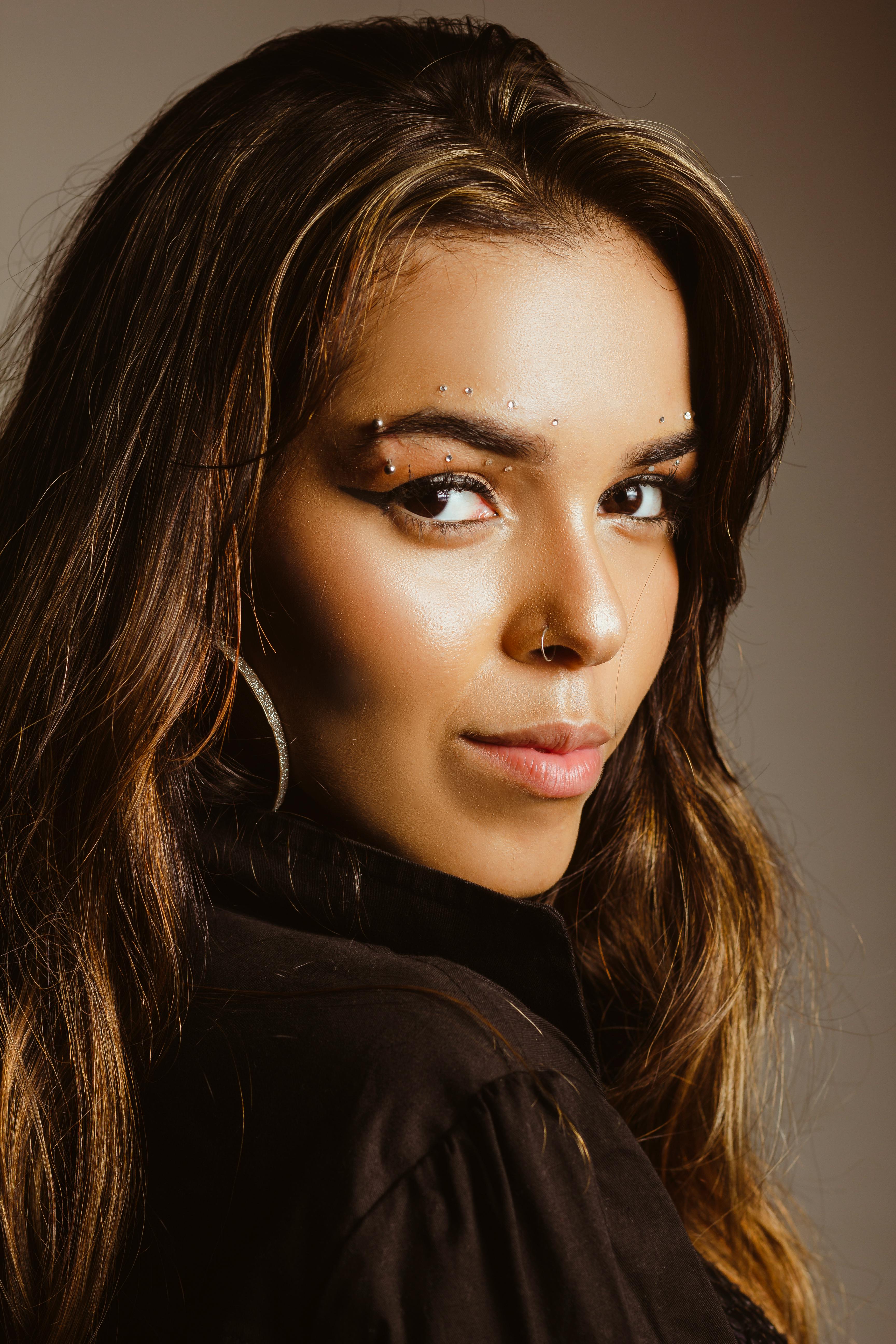 young woman with face piercing