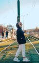 Woman in Black Hijab Standing on Road