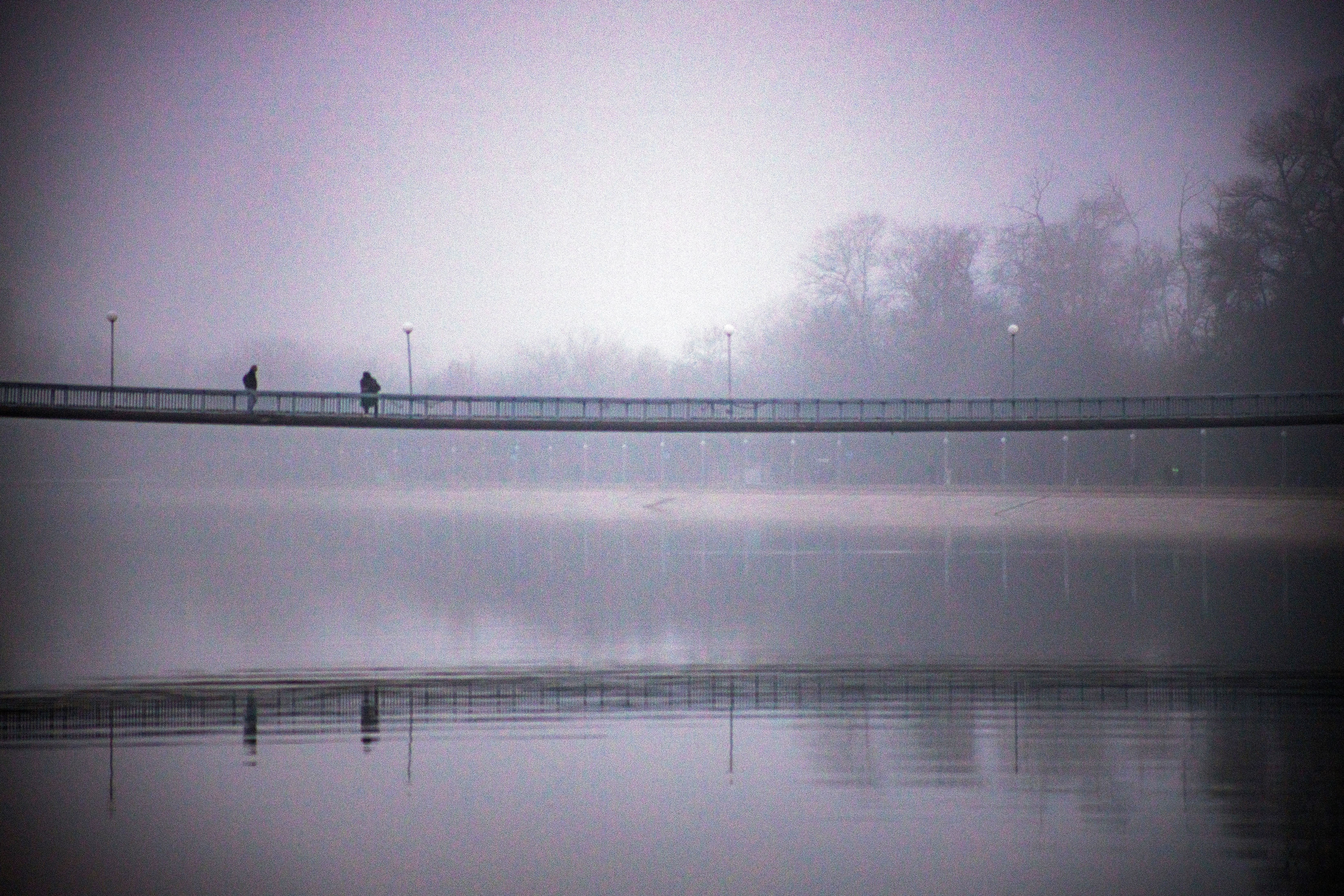 A Bridge Over Calm Water on a Foggy Day · Free Stock Photo
