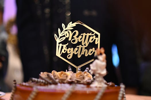 Close-up of a delicious wedding cake with a 'Better Together' topper, perfect for celebrations.