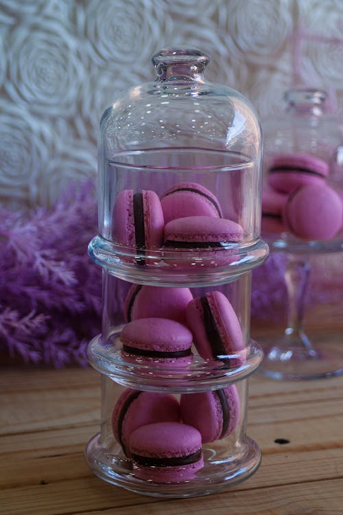 Purple Macarons in Glass Jar