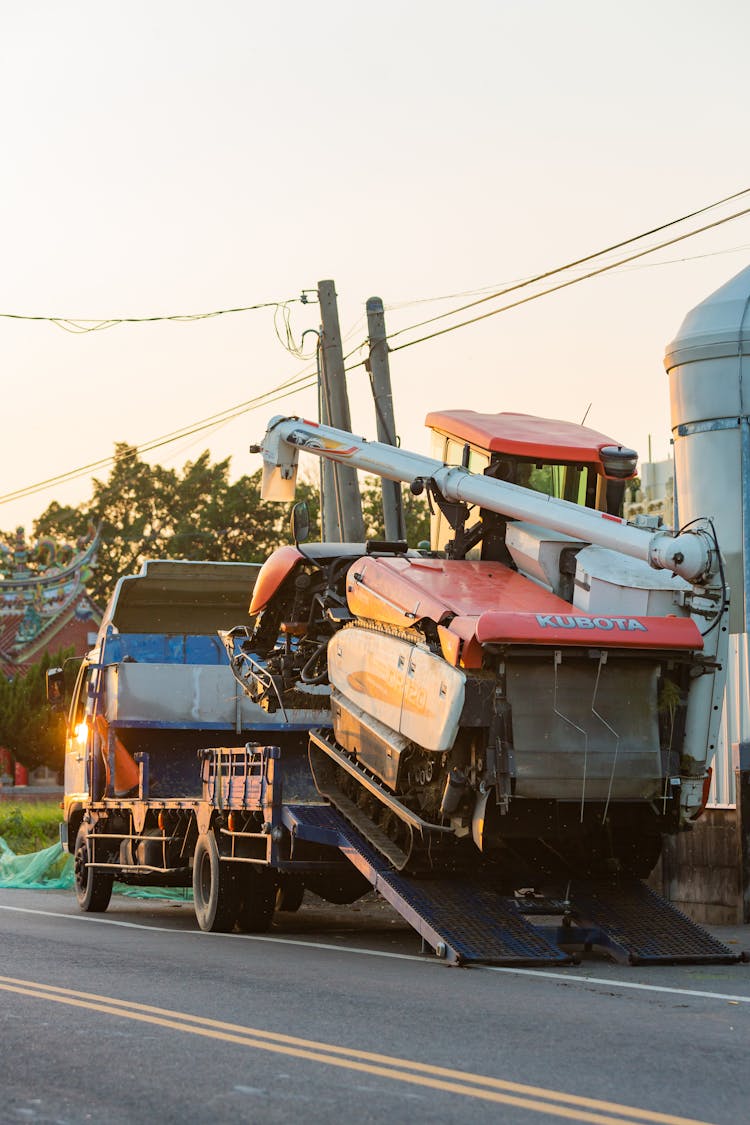 Excavator Loaded On Truck