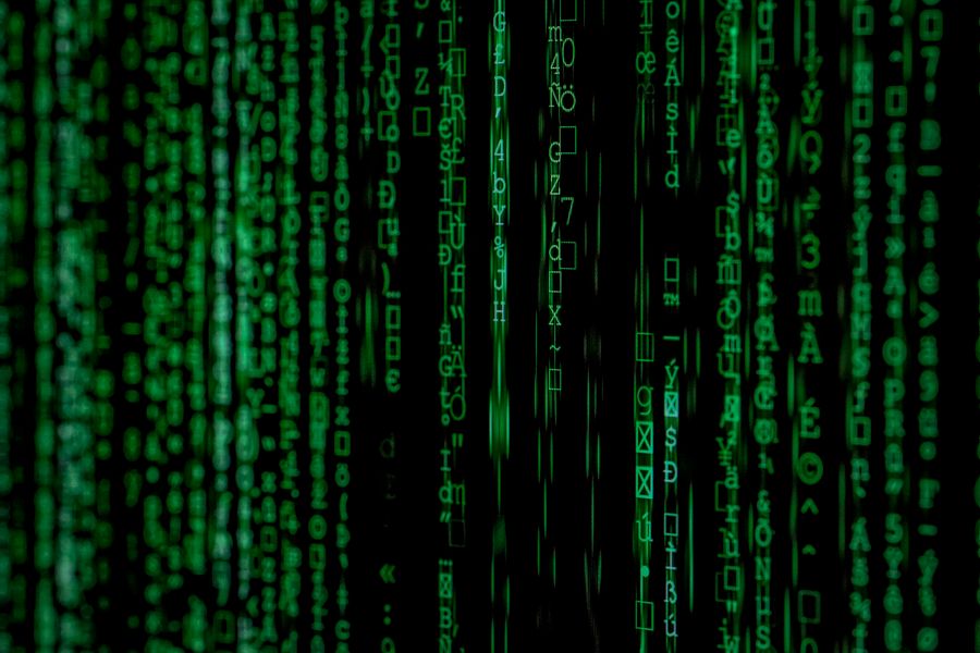 Hex and binary code on screen