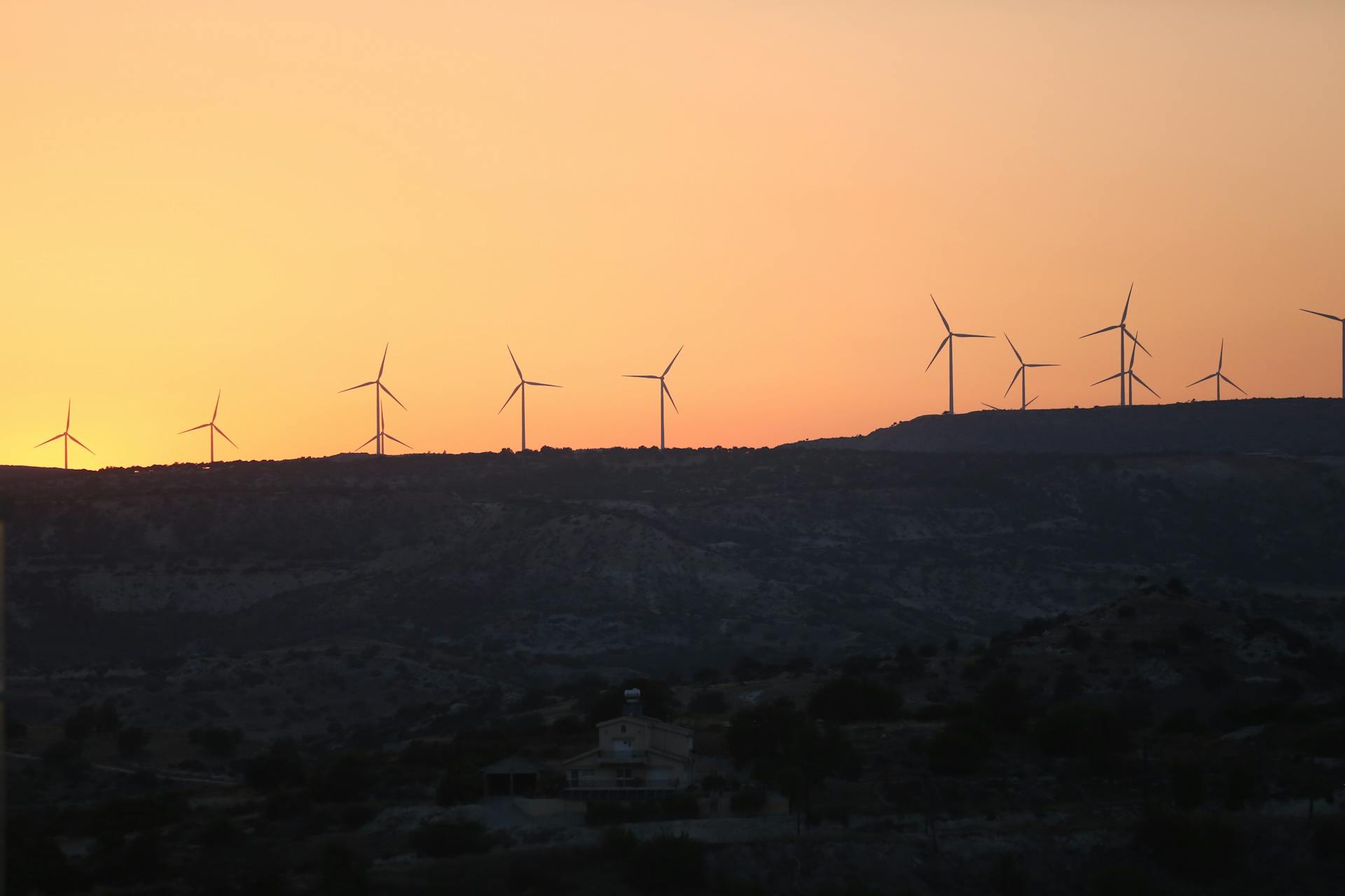 Silhouette of Wind Turbines