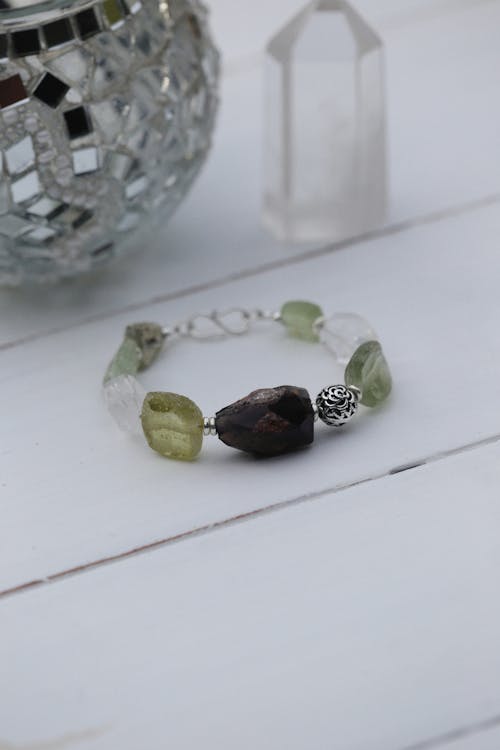 Bracelet With Green and Brown Stones