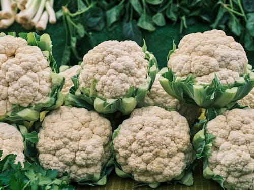 Free Bunch of Cauliflower with Green Leaves Stock Photo