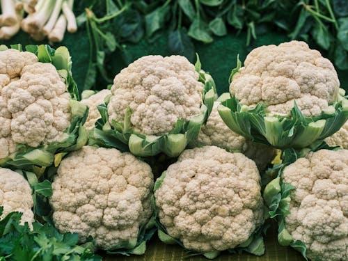 Bunch of Cauliflower with Green Leaves