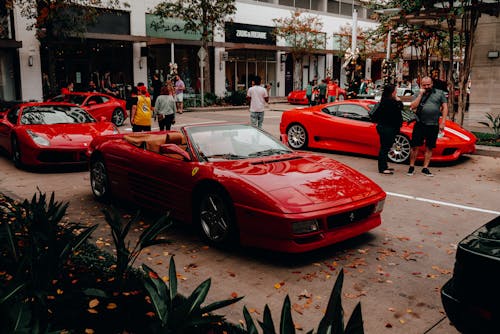 Red Luxury Cars on the Road 