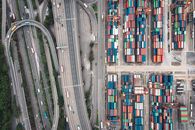 Drone View of Cars on Road