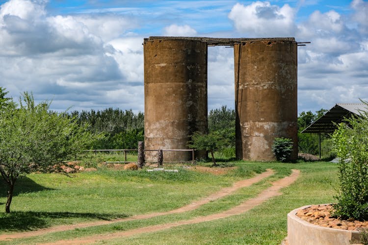 Old Abandoned Silos In Countryside