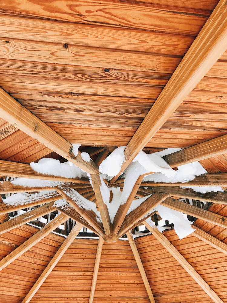 Snow On Wooden Construction