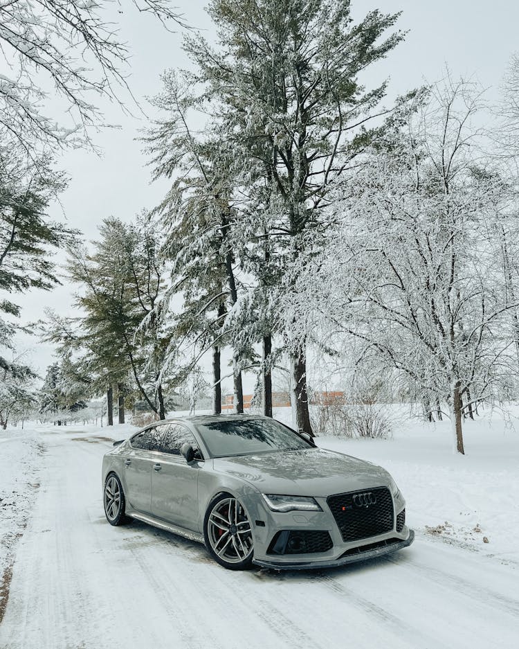 Audi On A Snow Covered Road