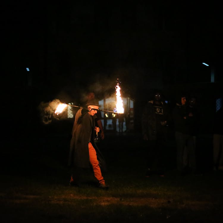 Performer Doing A Fire Stunt 