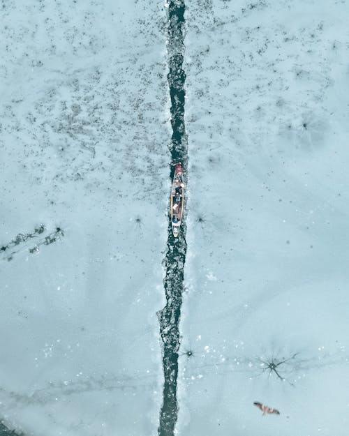 Gratis stockfoto met bevroren meer, boot, bovenaanzicht