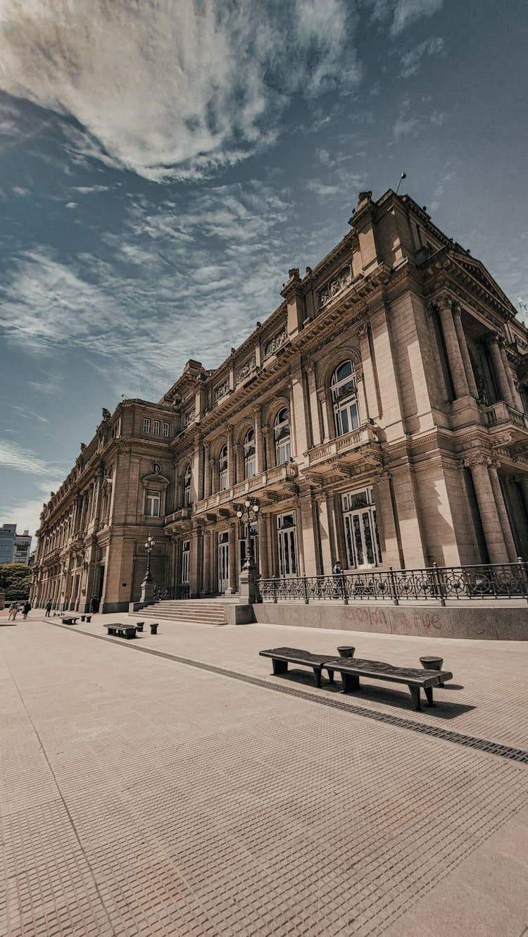 Teatro Colón Under Blue Cloudy Sky 