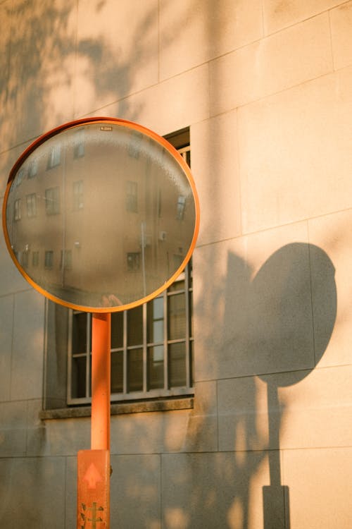  Convex Mirror on the Street Near Concrete Building