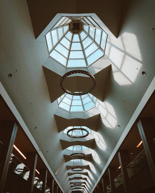 Low Angle Shot of Glass Ceiling 