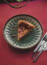 Brown Pie on Blue Round Plate