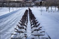 Solar Panels on a Snow Covered Ground