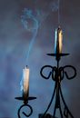 Black Metal Candle Holder With White Candles