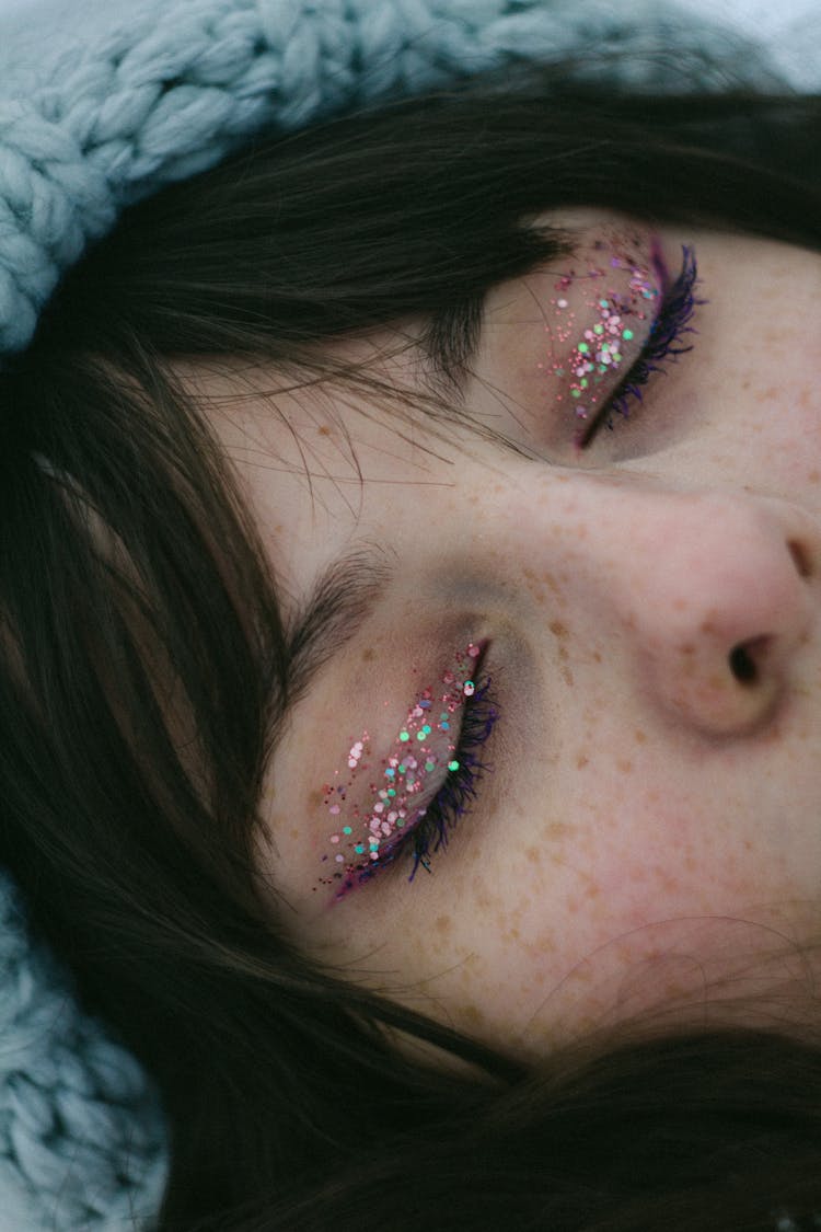 Portrait Of Woman With Glitter Eyeshadow