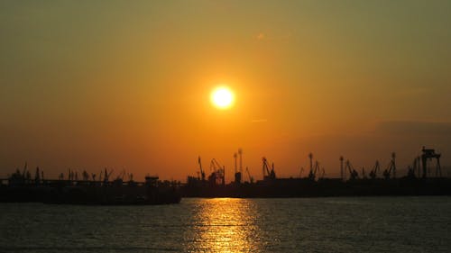 太陽, 日没, 海の無料の写真素材