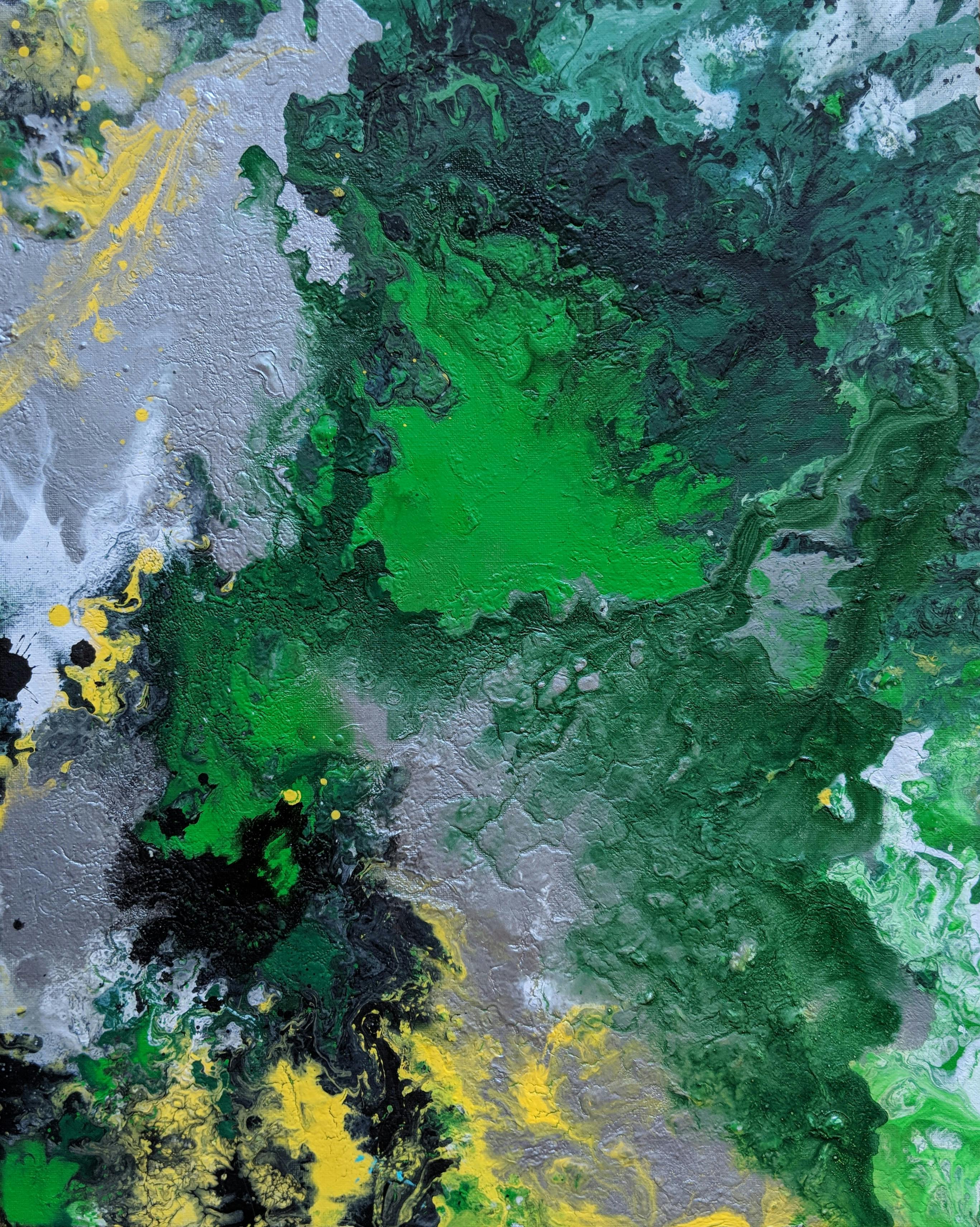 Free stock photo of black, Green abstract painting, silver
