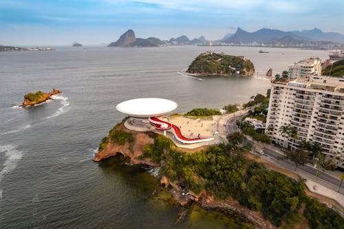 Sea, Coastline and Islands, Sugarloaf Mountain in Background, Rio de Janeiro, Brasil