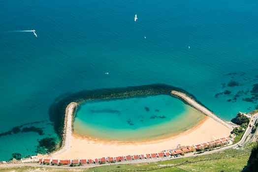 An Aerial Shot of the Sandy Bay Beach in Gibraltar