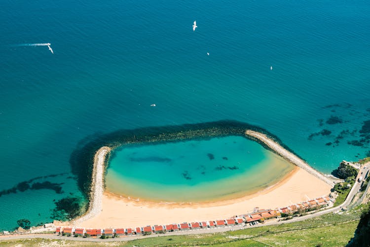 An Aerial Shot Of The Sandy Bay Beach In Gibraltar