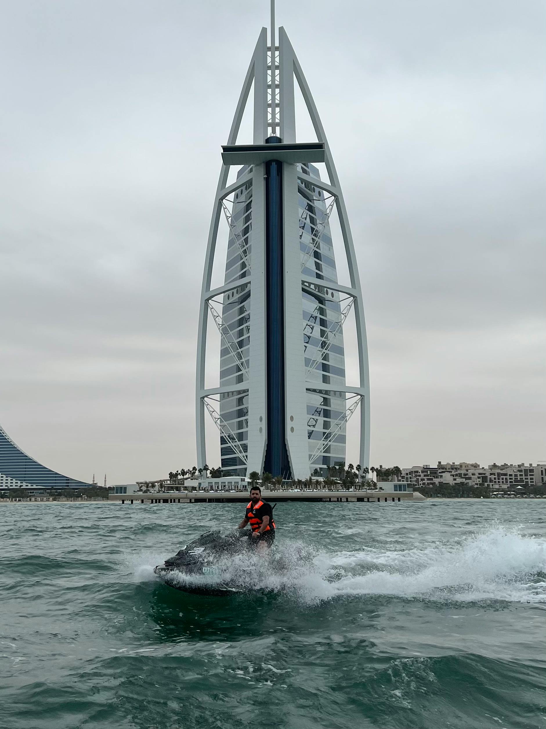 Prescription Goggle Inserts - Experience the thrill of jet skiing near the iconic Burj Al Arab, a must-visit destination in Dubai.