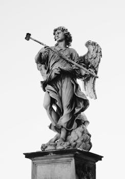 Black and Gray Angel Statue Decor