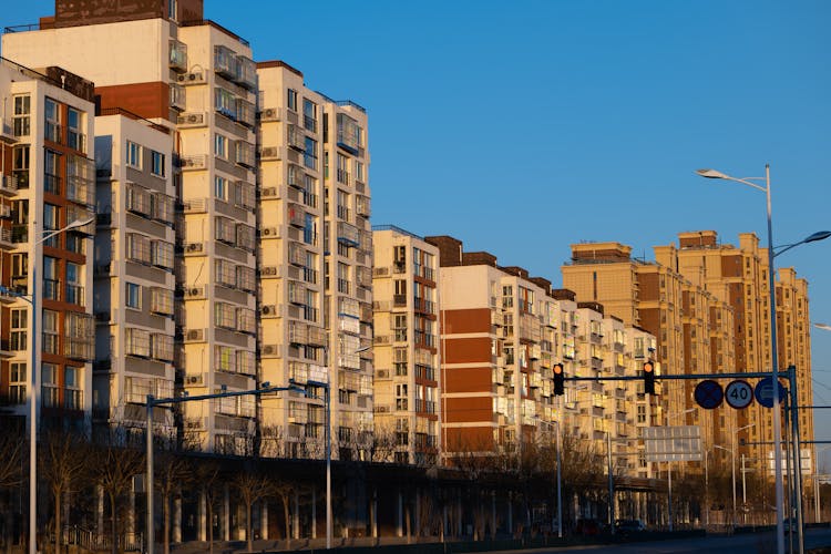 Tall White Concrete Buildings In The City