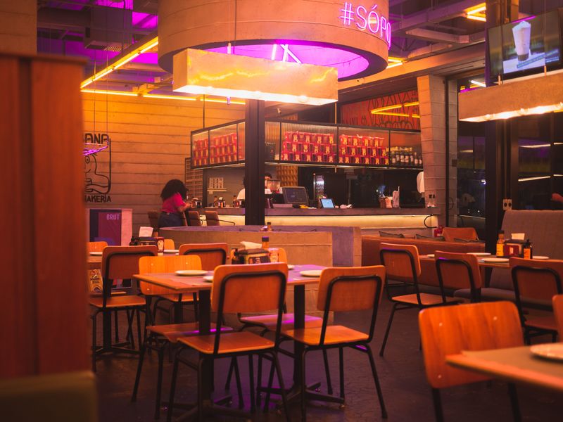 A restaurant interior being fitted out