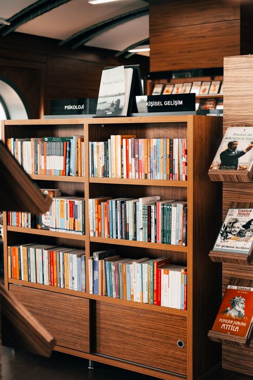 Free Warm interior of an Istanbul bookstore with wooden bookshelves filled with assorted books. Stock Photo