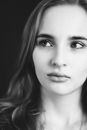 Womans Face in Grayscale