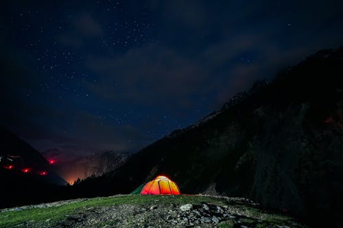 Orange Tent on Mountain