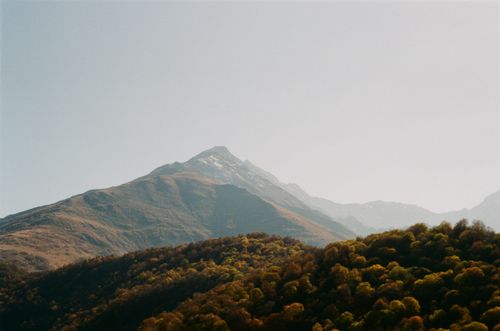 Free A tranquil mountain landscape in North Ossetia, Russia, during autumn. Stock Photo