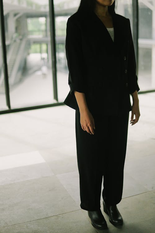 A Woman Wearing Black Long Sleeves