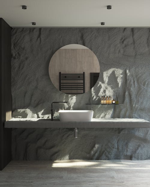 Modern Bathroom with Gray Wall