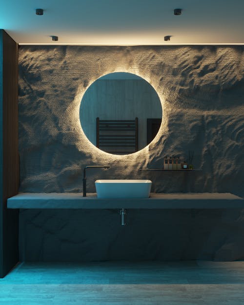 Kostenloses Stock Foto zu architektur, badezimmer, betonmauer