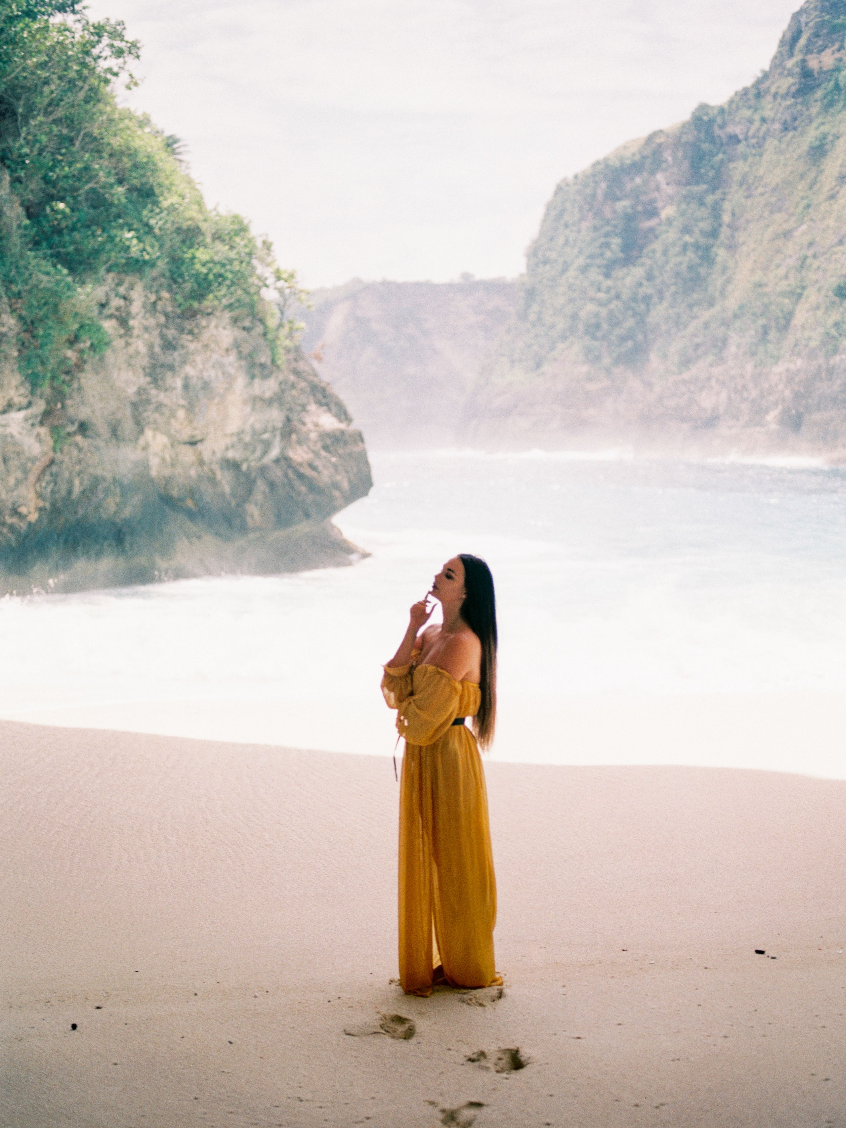 Woman in White Dress Standing on Rock · Free Stock Photo