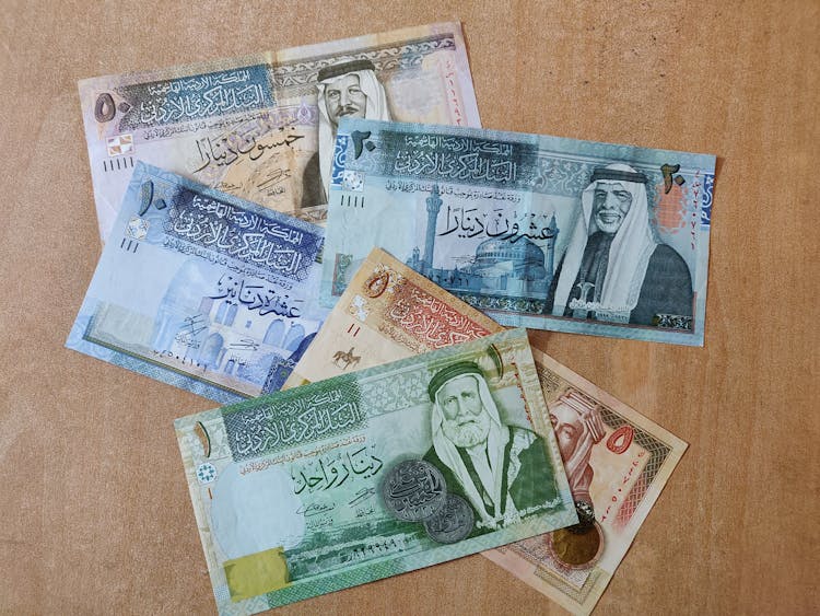 A Close-Up Shot Of Jordanian Dinar Bills