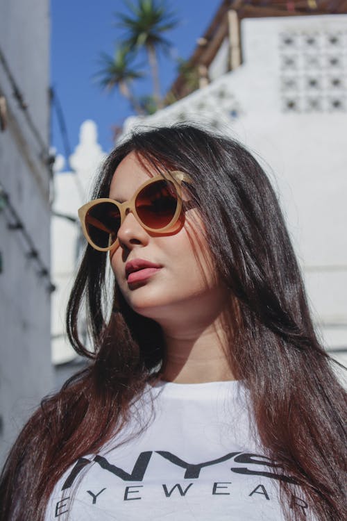 Close-Up Shot of a Woman with Sunglasses 