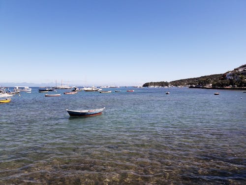 Wooden Boats Anchored in the Bay