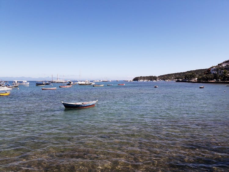 Wooden Boats Anchored In The Bay