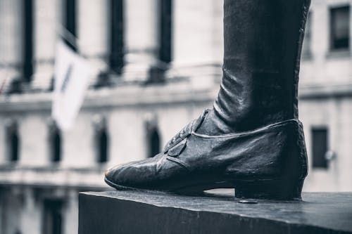 Free Black Leather Boots on Concrete Bench Stock Photo