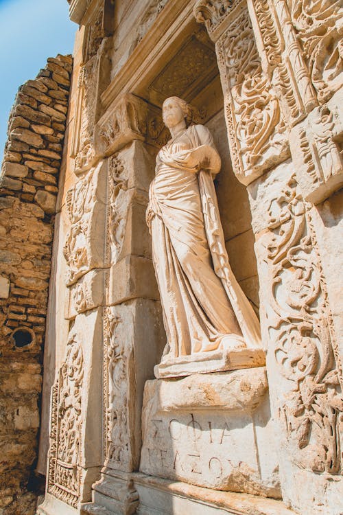 The Statue of Sophia in the Library of Celsus in Turkey