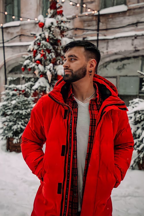 A Man in Red Zip Up Jacket